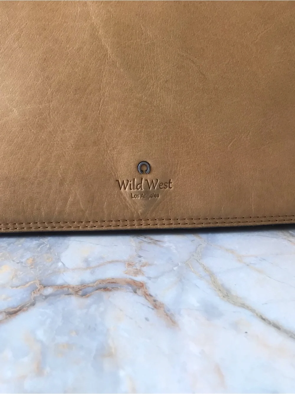 Wild West Los Angles Flap Leather Messenger Crossbody Bag Tan Plaid Lining